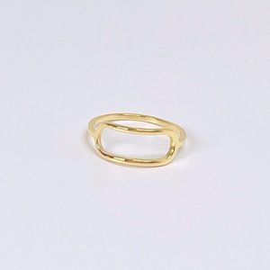 Dainty Oblong Hollow 18K Gold Plated Ring